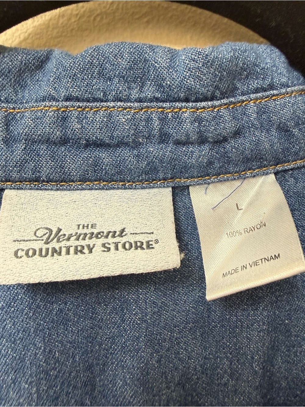 Vermont L Country Store Denim Polo Short Sleeve Shirt Dress Cottage Coastal Prep - Picture 5 of 9